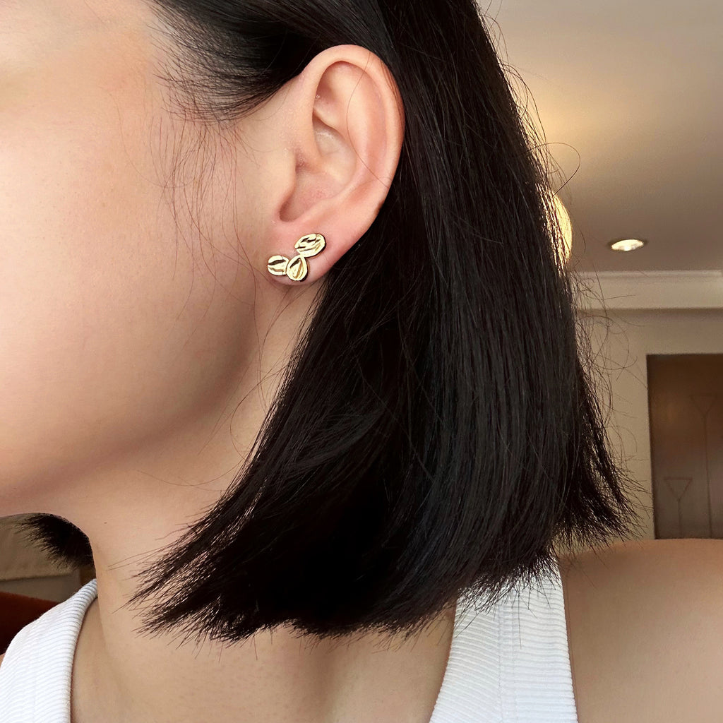 2-in-1 Bean Trio Earrings in Gold (Limited)