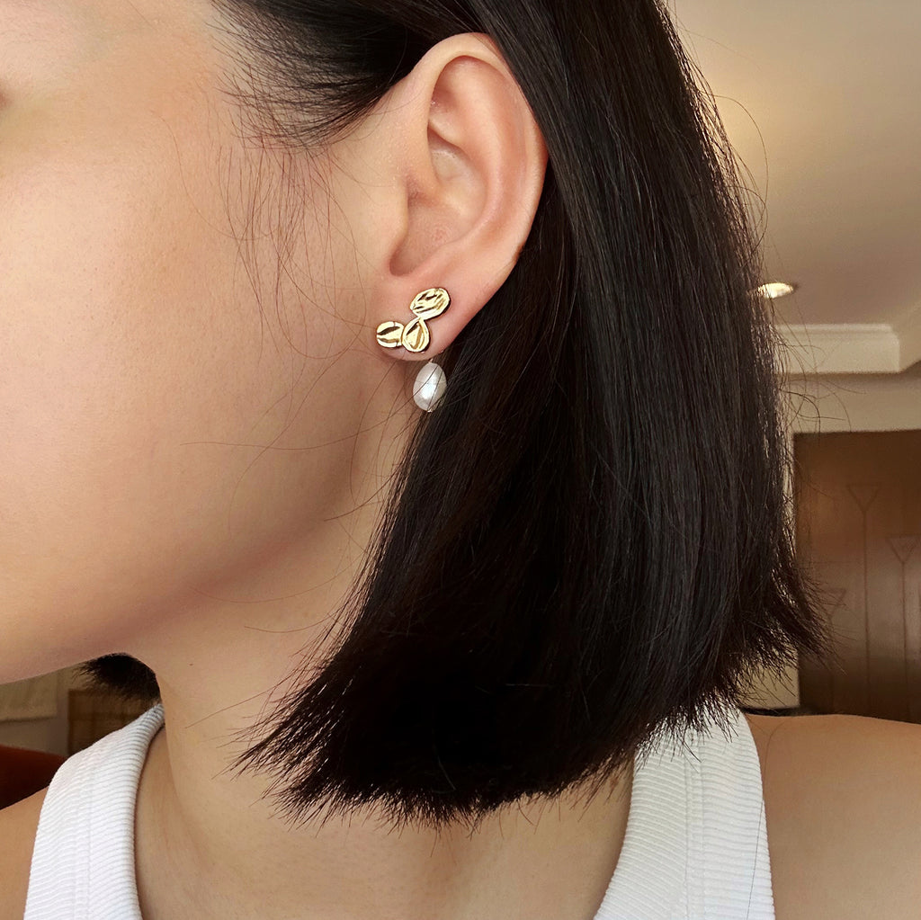 2-in-1 Bean Trio Earrings in Gold (Limited)