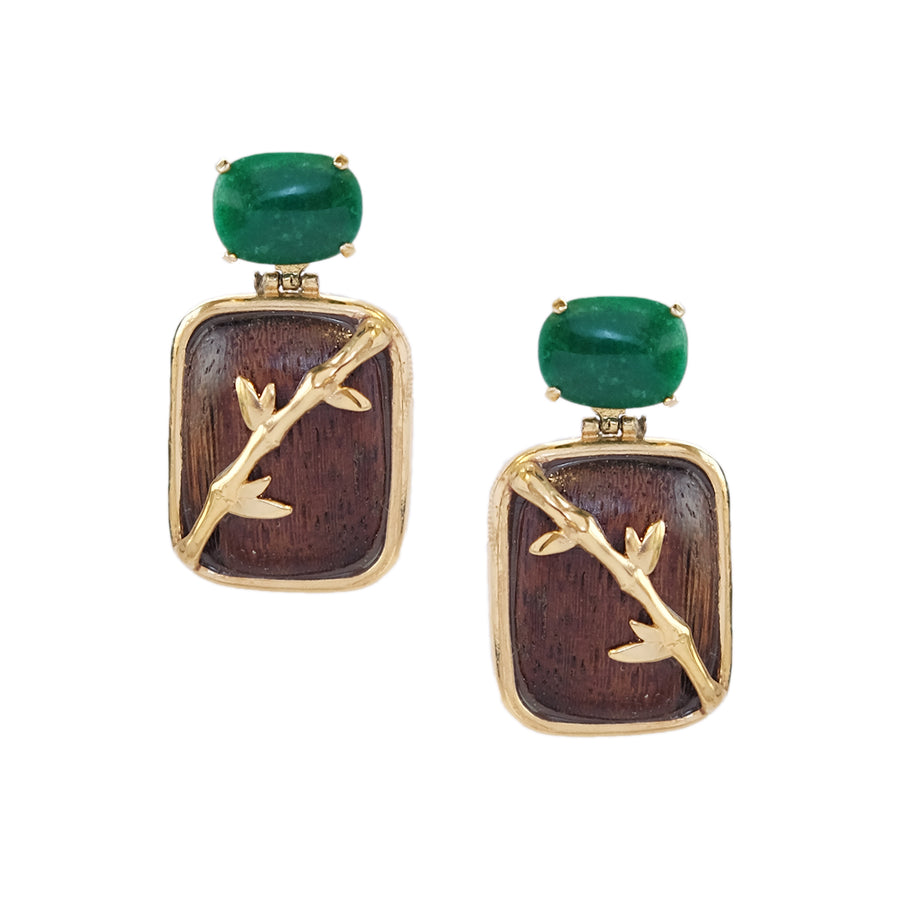 Kawa Earrings in Jade and Wood