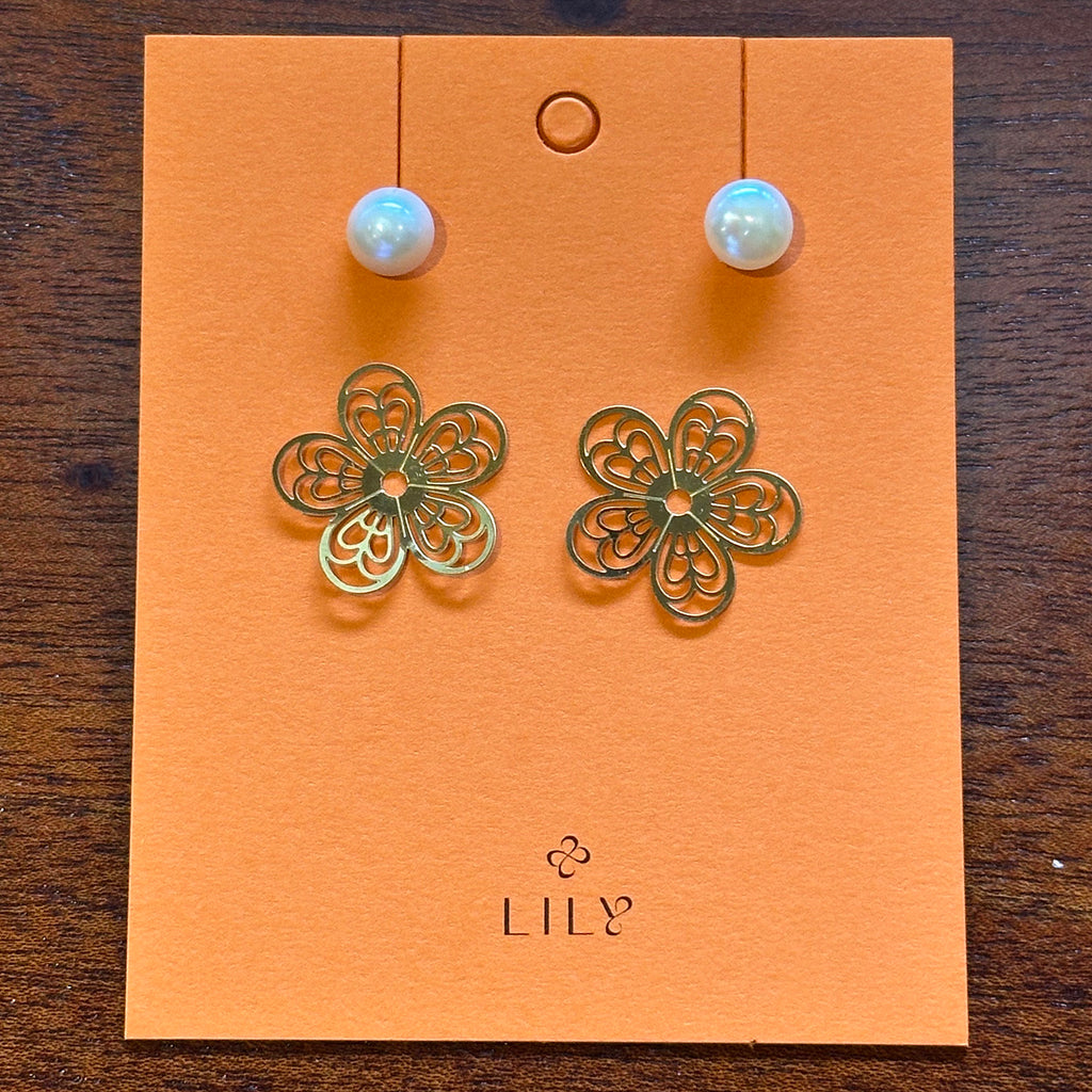 2-in-1 Liana Earrings in Pearl