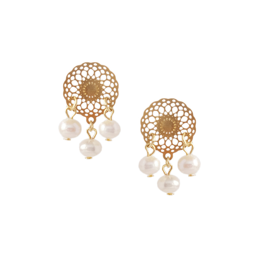 Stitch Earrings in Pearl