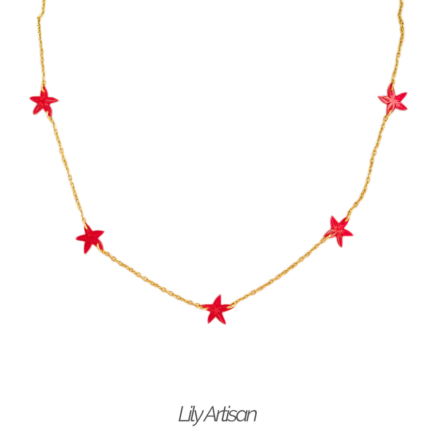 Cinque Santan Necklace in Red